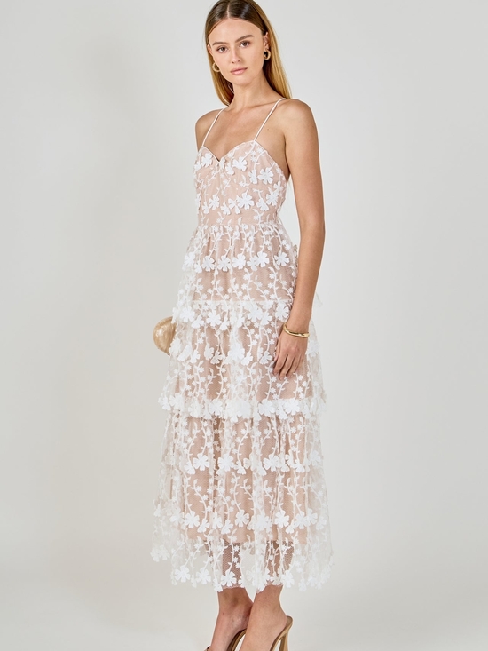 Endless Rose Dresses & Skirts - Endless Rose White Floral Lace Tiered Maxi Dress